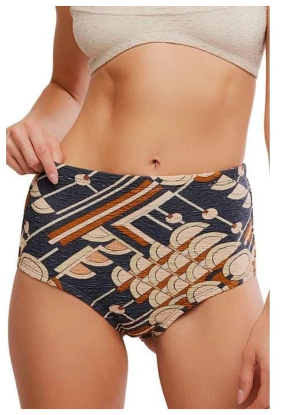 NEW Free People Free-est Billie Printed High-Waist Bikini Bottoms Size Medium